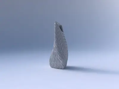 Vase twist puffy tipped triangle with wavy grid piramides 3D print model