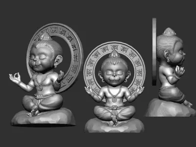 Cartoon Baby Hanuman 3D Model STL OBJ ZTL for CNC and 3D Print 3D print model