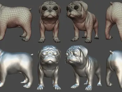 Pug Dog Low-poly 3D model