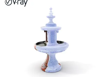 Rustic Ornamental Fountain Model Pack Low-poly 3D model