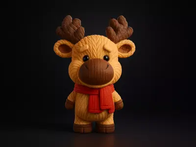 Knitted Christmas  Style Reindeer Figurine Cozy Holiday Toy 3D print model