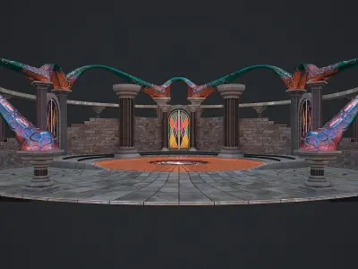 Fantasy fight arena Low-poly 3D model