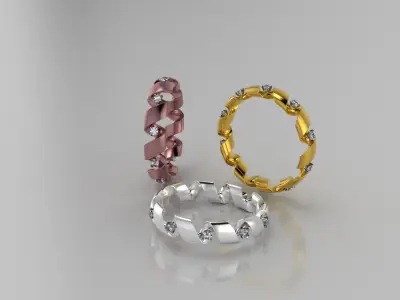 engagement ring spiral with diamonds sz18mm 3D print model