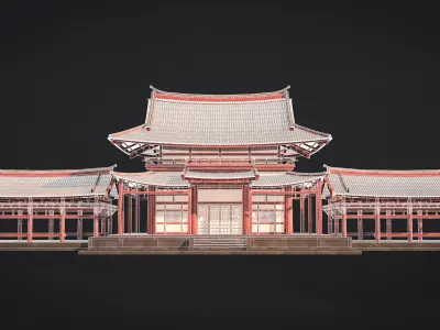 Japanese Temple Low-poly 3D model order