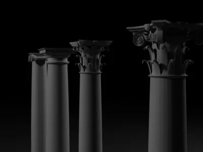 Columns and Fountain Pack HQ Assets Architectural - Game Design Low-poly 3D model