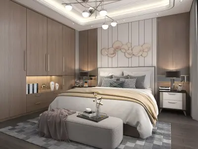 Modern Bedroom Scene 18 3D model