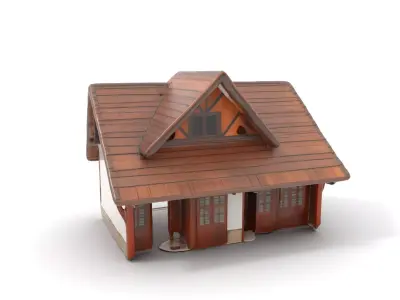 Rustic Wooden House model pack Low-poly 3D model
