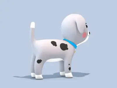 Cartoon Dog Low-poly 3D model 4