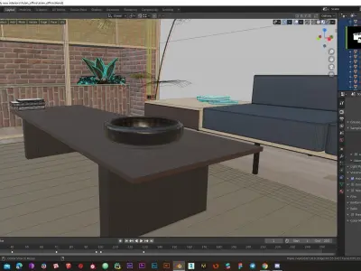 Modern Realistic Asian interior Low-poly 3D model