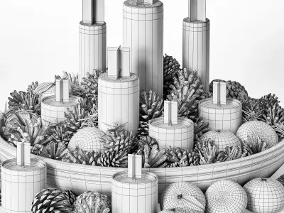 Christmas decorative set for interior decoration 01 3D model