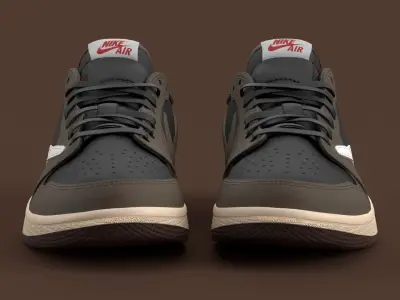Travis Scott x Air Jordan Dark Mocha Low-poly 3D model