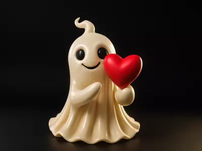 Cute Valentine Ghost Holding Heart Romantic Decor  3D print model