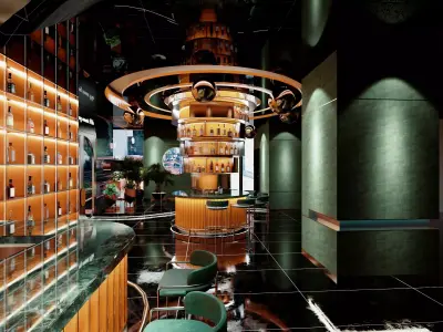 Modern Luxury Bar Interior 3D Model Low-poly 3D model