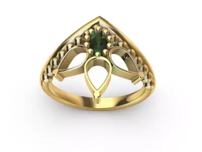 Solitaire Ring with Oval Emerald 3D print model
