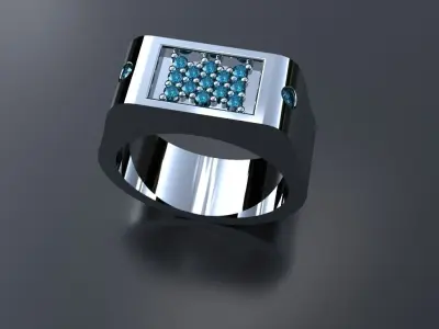 Size 9 Mens Diamond Ring Platinum Gold Luxury Jewelry 3D print model