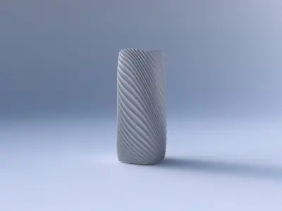 Vase quadratic tall with bent extruded lines 3 3D print model