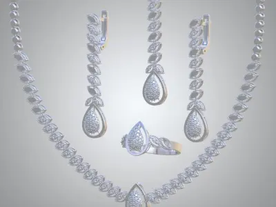 Ring Bracelet Earring and Pendant Set 3D printable model 0002 3D Model Pack