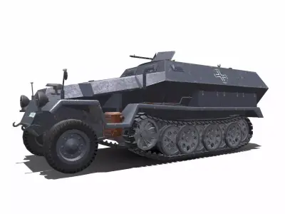 Sd Kfz 251 German Armored Fighting Vehicle PBR Low-poly 3D model
