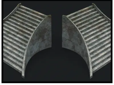 Stone Main Stair 3D Asset - Free High-Quality Modular Stair Free low-poly 3D model