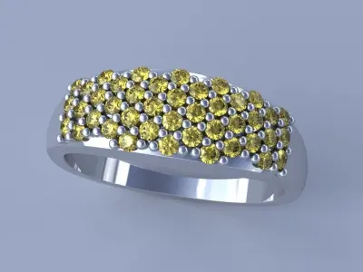 6mm Diamond Pave Ring Size 8 Gold Silver Platinum Jewelry 3D print model