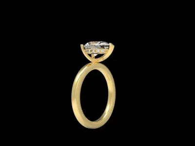 Pear Hidden  Halo Engagement Ring Free 3D print model
