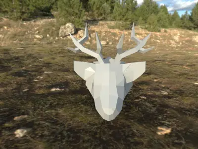 Low Poly Deer plane flying in sky Low-poly 3D model