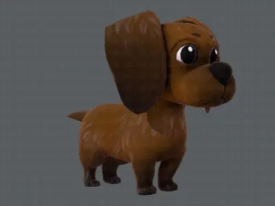 Dog base cartoon Low-poly 3D model