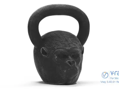 Gorilla Kettlebell - Low Poly and Sculpt Low-poly 3D model