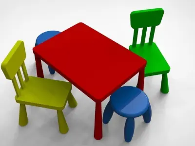 MAMMUT childrens chair and table 3D model