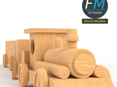 Wooden train toy 3D model