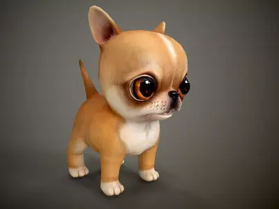 Chihuahua dog with big eyes Low-poly 3D model