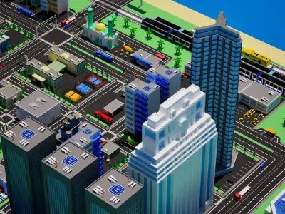 Low Poly City Low-poly 3D model