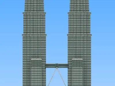 Petronas twin tower Malaysia lowpoly 3d model Low-poly 3D model