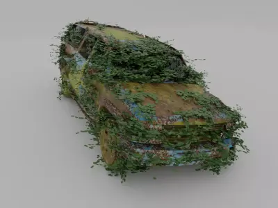 Damaged Rusty Car Low-poly 3D model