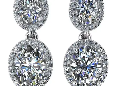 Oval Halo Earring 1344 3D print model