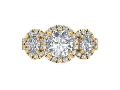 3 Stone Art Deco Ring 3D print model