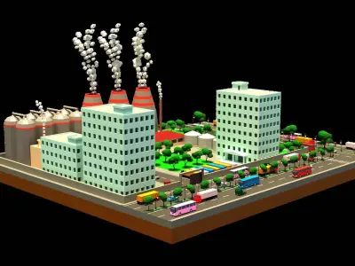 Factory T1 Low-poly 3D model