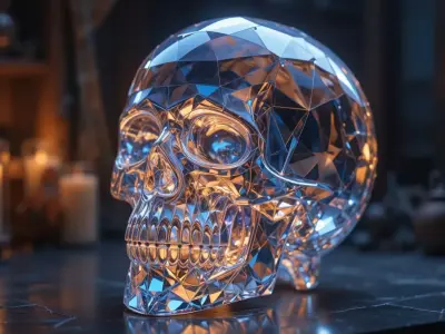 Crystal Skull Lamp 3D Print Model  Elegant Halloween Decor 3D print model