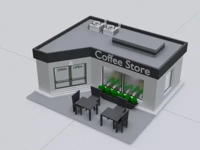 Coffee Store Free low-poly 3D model