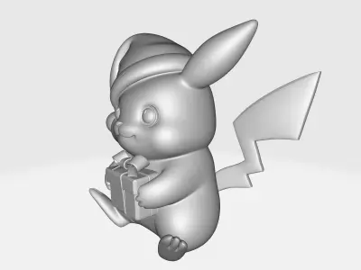 Christmas Pikachu Holding Festive Holiday Pokemon  3D print model