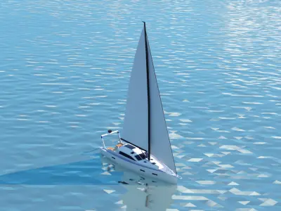 Luxury Sailing Boat Low Poly Low-poly 3D model