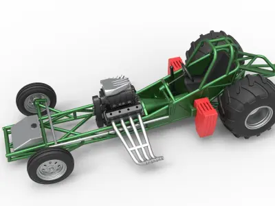 Vintage Pulling Funny car Base Scale 1 to 25 3D print model