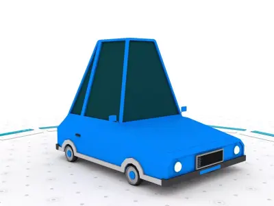 Blue L - Low poly cartoon car 3D model