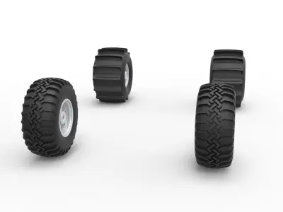 Wheel Set of Uphill Sand Racing Dragster Scale 1 to 25 3D print model