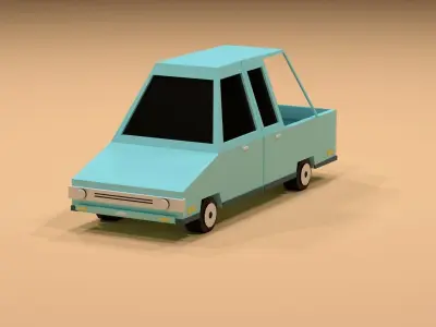 Cartoon Low Poly  Crossover blue Car Low-poly 3D model Low-poly 3D model