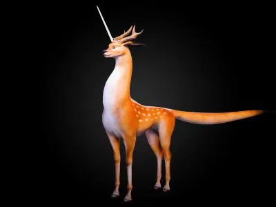 Unicorn Deer - Fantasy Creature 3D Model for Blender Low-poly 3D model