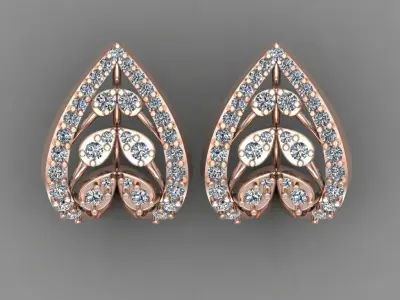 Rose Gold Diamond Women Earring 3D print Model 3D print model purchase