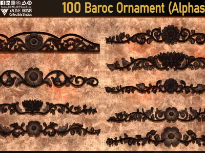 100 Baroc Ornament Alphas Volume 01 Low-poly 3D model