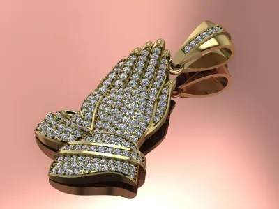 Praying Hands Pendant Jewelry Gold 3D print model