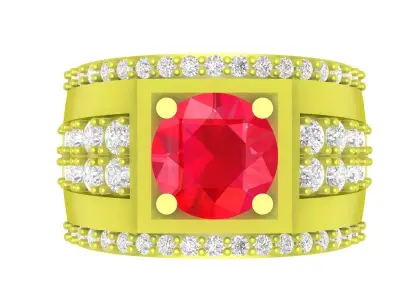 Luxury Square Gemstone Men Ring 3D Model  4070 3D print model